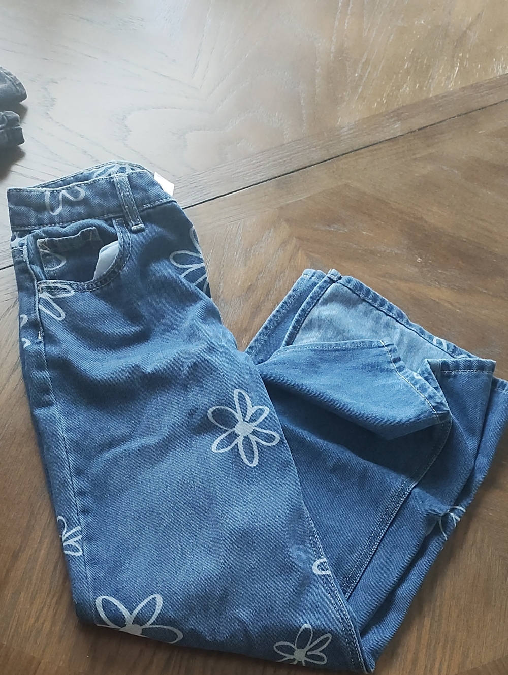 Justice Blue Floral Wide-Leg Jeans